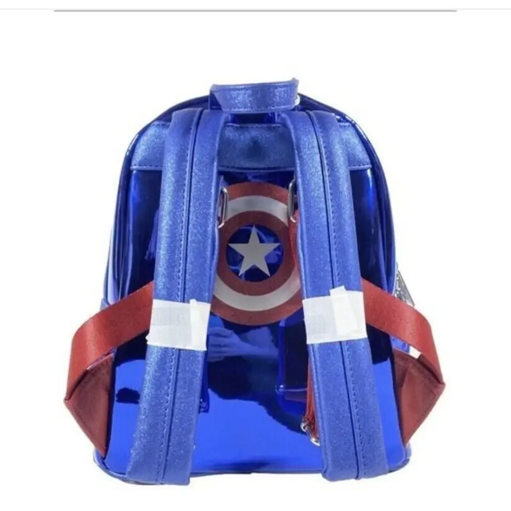 Loungefly Marvel Captain America Metallic Cosplay Mini Backpack Glitter NWT Blue